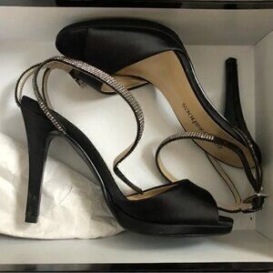 Town Shoes Sparkly Black-Silver High Heels